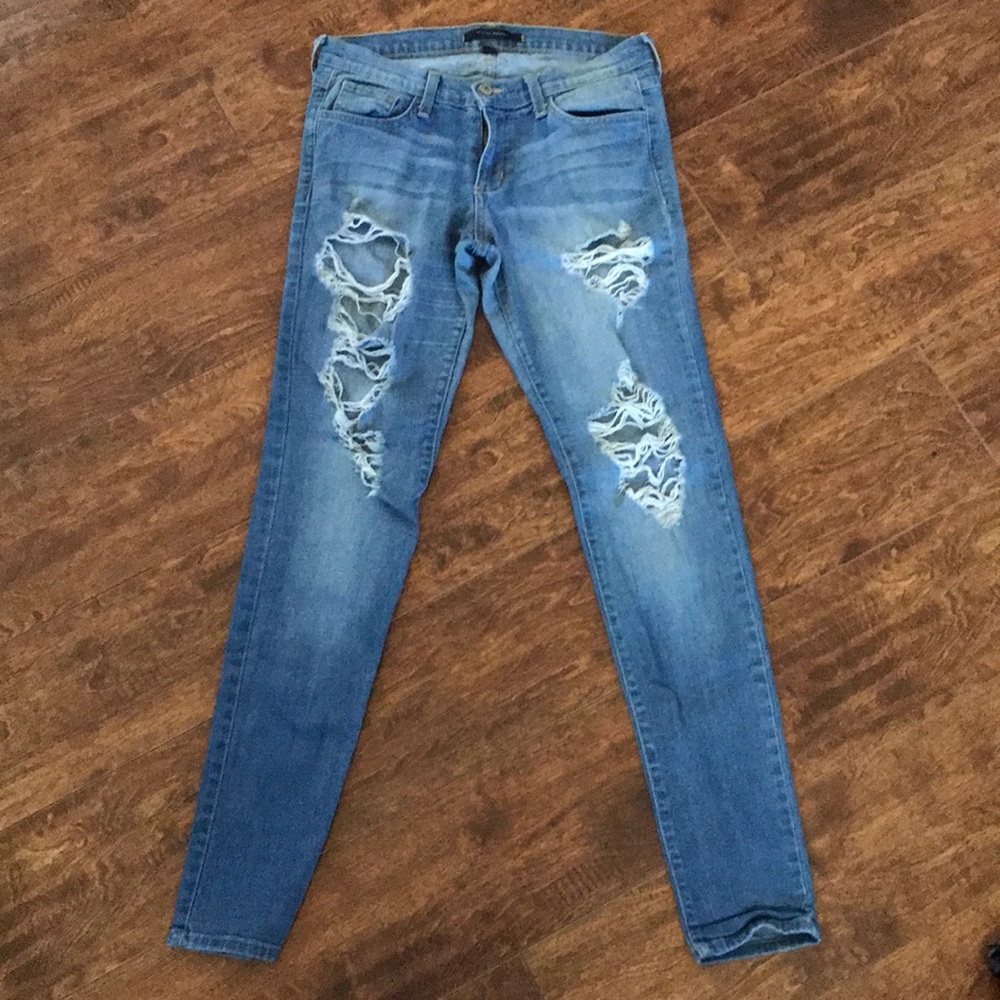Blue distressed jeans